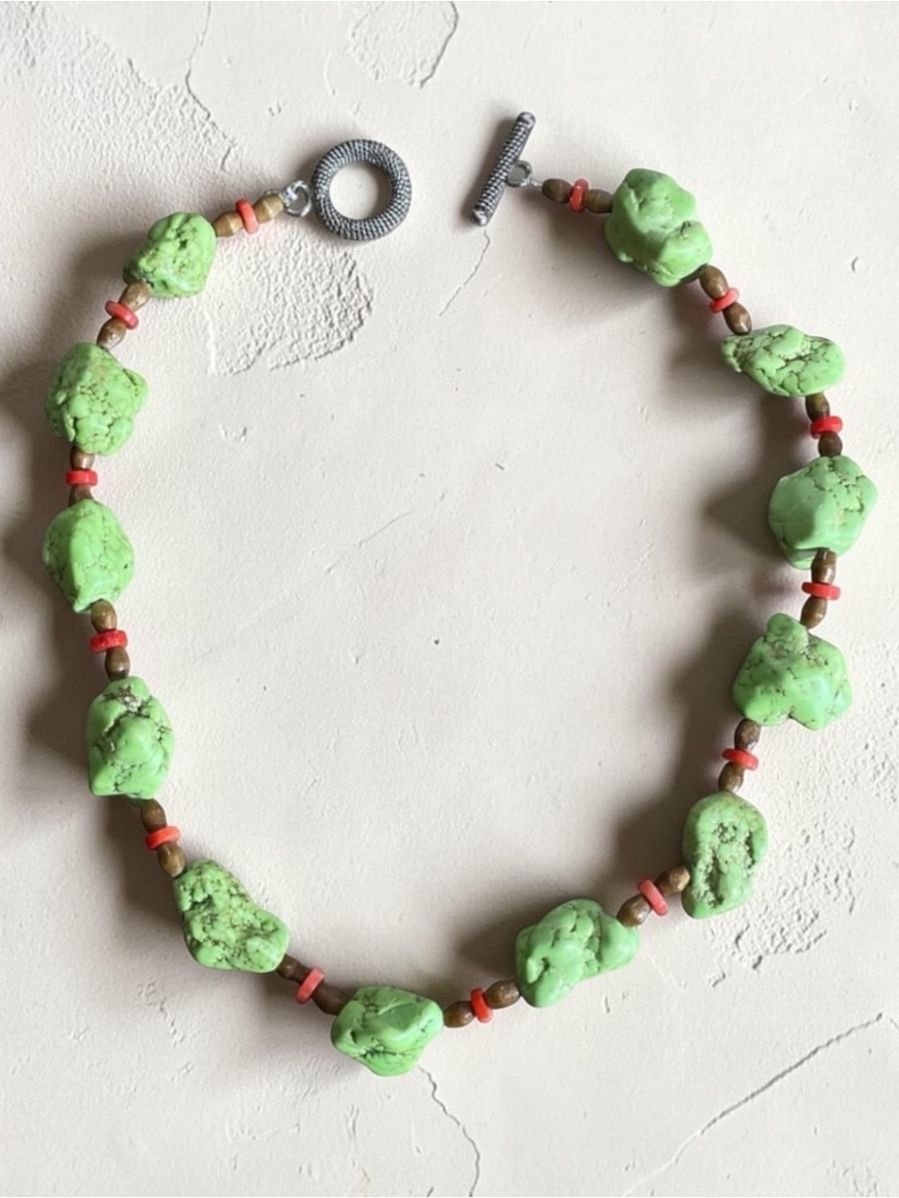 Green Turquoise Nugget Bead Choker Necklace - Unbranded